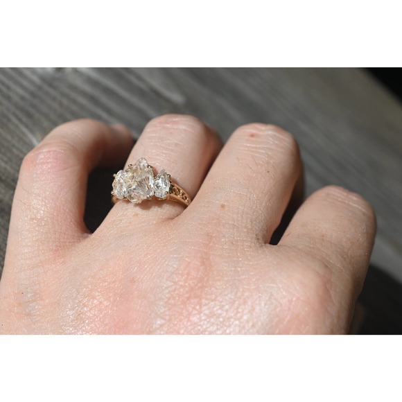 Art Deco Ring Raw Diamond Ring Rough Diamond Ring promise anniversary gi… - Picture 4 of 6